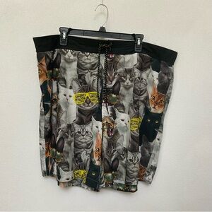 Top Drawer Cat Print Tie Waist Swim Trunks Size 2XL Pool Beach Vacation